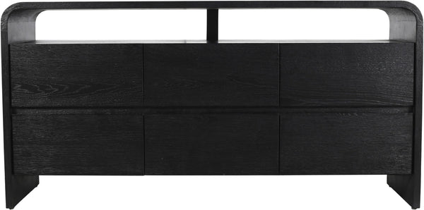 Cresthill Oak Wood Mid-Century Black Dresser - 60" W x 18" D x 30" H