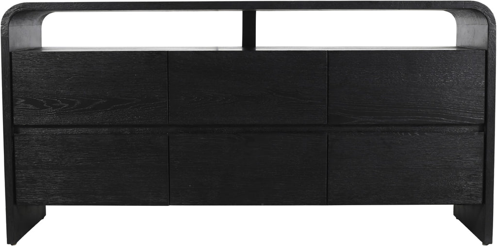 Cresthill Oak Wood Mid-Century Black Dresser - 60" W x 18" D x 30" H
