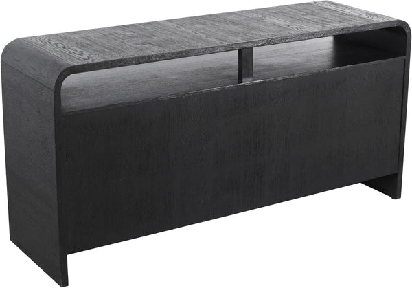 Cresthill Oak Wood Mid-Century Black Dresser - 60" W x 18" D x 30" H