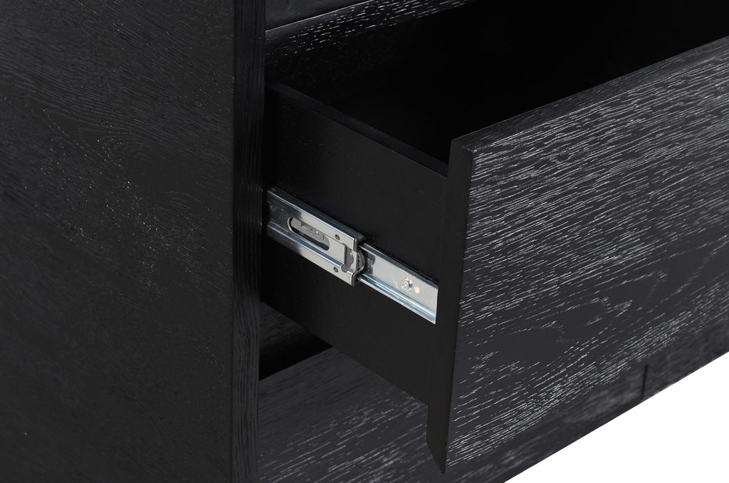 Cresthill Oak Wood Mid-Century Black Dresser - 60" W x 18" D x 30" H