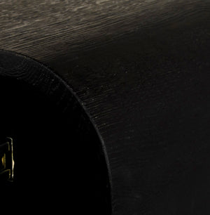 Cresthill Oak Wood / Plywood / Metal Mid Century Black Oak Night Stand - 24" W x 18" D x 23" H