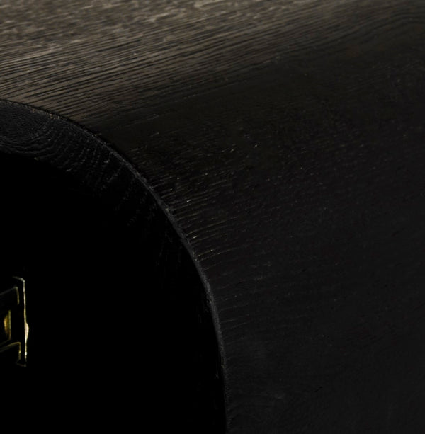 Cresthill Oak Wood / Plywood / Metal Mid Century Black Oak Night Stand - 24" W x 18" D x 23" H