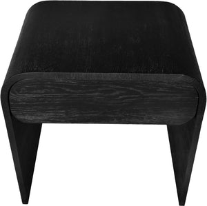 Cresthill Oak Wood / Plywood / Metal Mid Century Black Oak Night Stand - 24" W x 18" D x 23" H