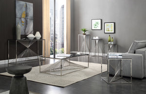 VIG Furniture Modrest Trinity Modern Glass & Stainless Steel Console Table VGVCK8618