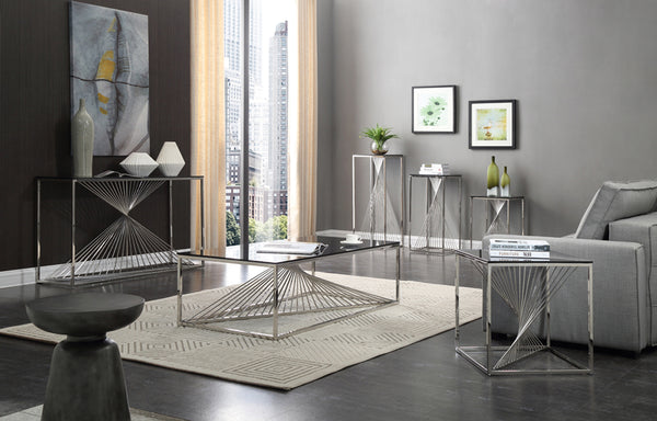 VIG Furniture Modrest Trinity Modern Glass & Stainless Steel Console Table VGVCK8618