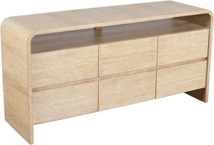 Cresthill Oak Wood Mid-Century Natural Dresser - 60" W x 18" D x 30" H