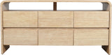 Cresthill Oak Wood Mid-Century Natural Dresser - 60" W x 18" D x 30" H
