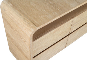 Cresthill Oak Wood Mid-Century Natural Dresser - 60" W x 18" D x 30" H