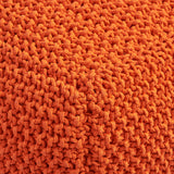 Hollis Knitted Cotton Square Pouf, Orange Noble House