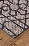 Asher Geometric Floral Wool Rug, Vapor Gray/Black, 9ft x 12ft Area Rug