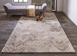 Asher Geometric Tufted Wool Rug, Opal Gray/Warm Gray, 9ft x 12ft Area Rug