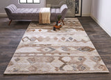 Asher Gradient Distressed Diamond Wool Rug, Ivory/Brown, 9ft x 12ft Area Rug