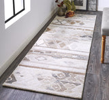 Asher Gradient Distressed Diamond Wool Runner, Ivory/Brown, 2ft - 6in x 8ft