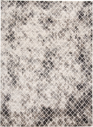 Kano Distressed Diamonds Rug, Charcoal/Ivory, 8ft - 9in x 8ft - 9in Round