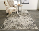 Kano Distressed Diamonds Rug, Charcoal/Ivory, 7ft - 10in x 11ft Area Rug