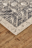 Kano Distressed Ornamental Area Rug, Diamonds, Black/Ivory, 7ft-10in x 11ft