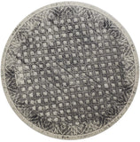 Kano Distressed Ornamental Round Rug, Diamonds, Black/Ivory, 8ft-9in x 8ft-9in