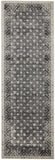 Kano Distressed Ornamental Runner, Diamonds, Charcoal Black/Ivory, 2ft-7in x 8ft