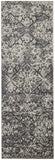 Kano Distressed Medallion Diamond Rug, Ivory/Gray, 2ft - 7in x 8ft, Runner