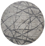 Kano Modern Abstract Rug, Warm Gray/Charcoal, 8ft - 9in x 8ft - 9in Round