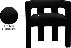 Athena Boucle Fabric / Engineered Wood / Foam Contemporary Black Boucle Fabric Accent/Dining Chair - 25" W x 21" D x 27" H