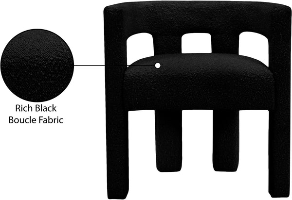 Athena Boucle Fabric / Engineered Wood / Foam Contemporary Black Boucle Fabric Accent/Dining Chair - 25" W x 21" D x 27" H