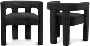 Athena Boucle Fabric / Engineered Wood / Foam Contemporary Black Boucle Fabric Accent/Dining Chair - 25" W x 21" D x 27" H