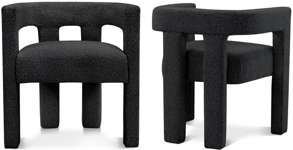 Athena Boucle Fabric / Engineered Wood / Foam Contemporary Black Boucle Fabric Accent/Dining Chair - 25" W x 21" D x 27" H