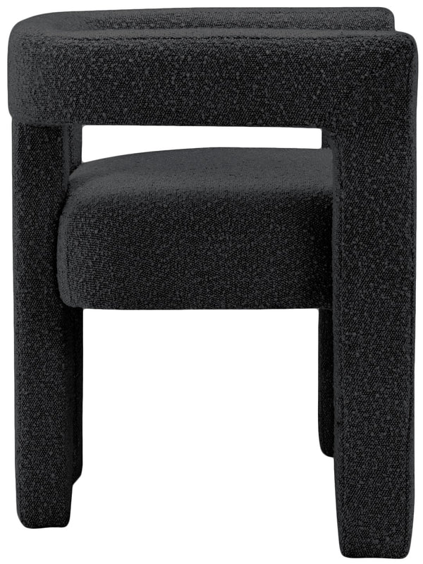 Athena Boucle Fabric / Engineered Wood / Foam Contemporary Black Boucle Fabric Accent/Dining Chair - 25" W x 21" D x 27" H