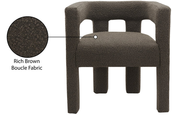 Athena Boucle Fabric / Engineered Wood / Foam Contemporary Brown Boucle Fabric Accent/Dining Chair - 25" W x 21" D x 27" H