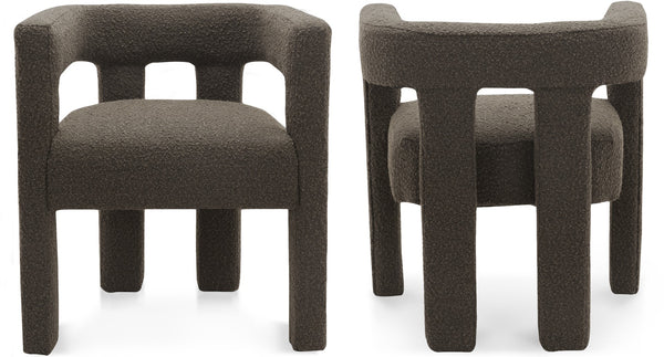 Athena Boucle Fabric / Engineered Wood / Foam Contemporary Brown Boucle Fabric Accent/Dining Chair - 25" W x 21" D x 27" H