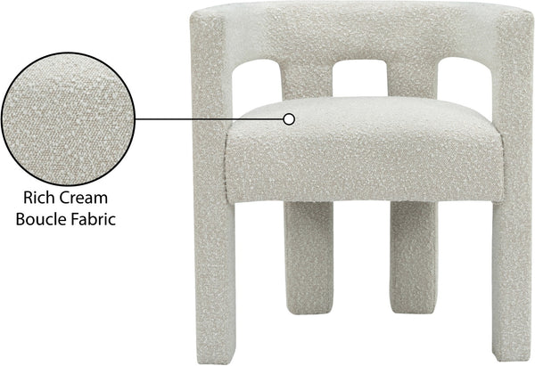 Athena Boucle Fabric / Engineered Wood / Foam Contemporary Cream Boucle Fabric Accent/Dining Chair - 25" W x 21" D x 27" H