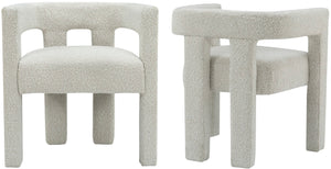 Athena Boucle Fabric / Engineered Wood / Foam Contemporary Cream Boucle Fabric Accent/Dining Chair - 25" W x 21" D x 27" H