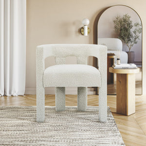 Athena Boucle Fabric / Engineered Wood / Foam Contemporary Cream Boucle Fabric Accent/Dining Chair - 25" W x 21" D x 27" H