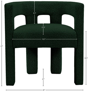 Athena Boucle Fabric / Engineered Wood / Foam Contemporary Green Boucle Fabric Accent/Dining Chair - 25" W x 21" D x 27" H
