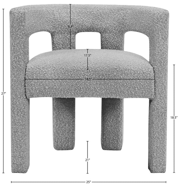 Athena Boucle Fabric / Engineered Wood / Foam Contemporary Grey Boucle Fabric Accent/Dining Chair - 25" W x 21" D x 27" H