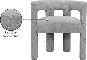 Athena Boucle Fabric / Engineered Wood / Foam Contemporary Grey Boucle Fabric Accent/Dining Chair - 25" W x 21" D x 27" H