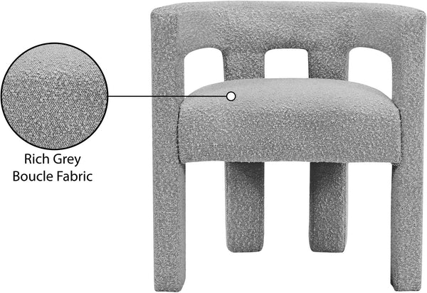 Athena Boucle Fabric / Engineered Wood / Foam Contemporary Grey Boucle Fabric Accent/Dining Chair - 25" W x 21" D x 27" H