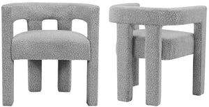 Athena Boucle Fabric / Engineered Wood / Foam Contemporary Grey Boucle Fabric Accent/Dining Chair - 25" W x 21" D x 27" H