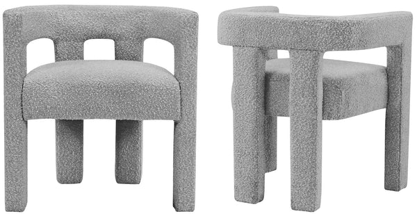 Athena Boucle Fabric / Engineered Wood / Foam Contemporary Grey Boucle Fabric Accent/Dining Chair - 25" W x 21" D x 27" H