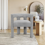 Athena Boucle Fabric / Engineered Wood / Foam Contemporary Grey Boucle Fabric Accent/Dining Chair - 25" W x 21" D x 27" H