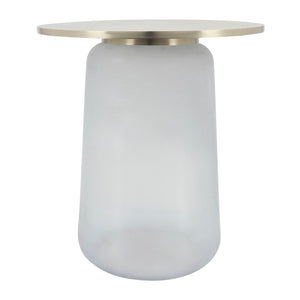 Sagebrook Home Contemporary Metal Top, 22"h Side Table, Gls Base, Clear 16570-02 Clear/frost Glass