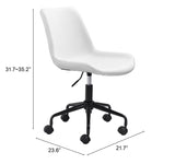 Zuo Modern Byron 100% Polyurethane, Plywood, Steel Modern Commercial Grade Office Chair White, Black 100% Polyurethane, Plywood, Steel