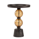 Sagebrook Home Contemporary Metal, 22"h Orb Side Table, Mirror Top, Gld/blk 16572-02 Black/gold Glass