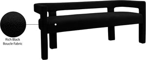 Athena Boucle Fabric / Engineered Wood / Foam Contemporary Black Boucle Fabric Bench - 66.5" W x 21" D x 27" H