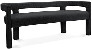 Athena Boucle Fabric / Engineered Wood / Foam Contemporary Black Boucle Fabric Bench - 66.5" W x 21" D x 27" H