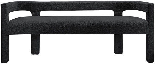 Athena Boucle Fabric / Engineered Wood / Foam Contemporary Black Boucle Fabric Bench - 66.5" W x 21" D x 27" H