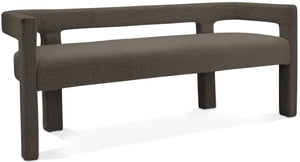 Athena Boucle Fabric / Engineered Wood / Foam Contemporary Brown Boucle Fabric Bench - 66.5" W x 21" D x 27" H