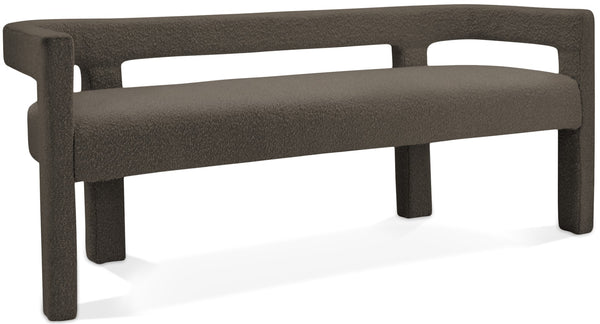 Athena Boucle Fabric / Engineered Wood / Foam Contemporary Brown Boucle Fabric Bench - 66.5" W x 21" D x 27" H