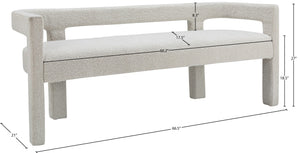 Athena Boucle Fabric / Engineered Wood / Foam Contemporary Cream Boucle Fabric Bench - 66.5" W x 21" D x 27" H